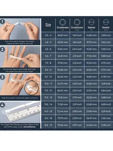 Guide des tailles détaillé pour bagues en acier avec mesures de diamètre et circonférence