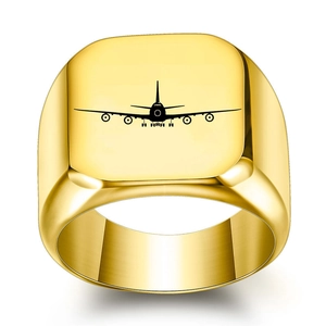 Anello da Uomo in Acciaio al Titanio con Motivo ad Aereo Anello a Sigillo Quadrato Vintage Punk Lucido per Uomo Gioielli di Moda Regalo