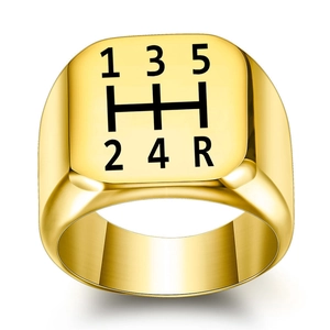 Anello con Sigillo in Acciaio Inossidabile Vintage con Schema Cambio Manuale Quadrato Inciso al Laser Punk per Uomo