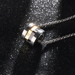 Roman numeral spinning cylinder pendant necklace with box chain for men and women