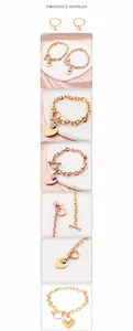 Détail macro du bracelet cœur avec fermoir OT et cristaux scintillants pavés