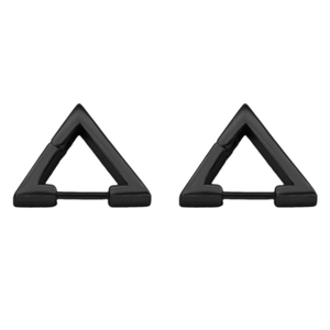 Orecchini a cerchio neri in acciaio inossidabile con design geometrico a triangolo