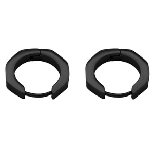 Paire de boucles d'oreilles hexagonales noires en acier titane au fini mat
