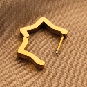 Minimalist gold-plated stainless steel star-shaped hinged hoop earrings for women