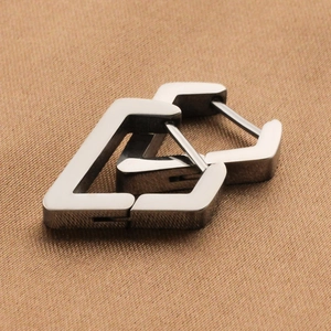 Minimalist geometric titanium steel earrings with a brushed silver diamond-shaped finish