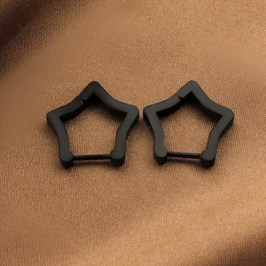 Minimalist black stainless steel star shaped earrings for men and women