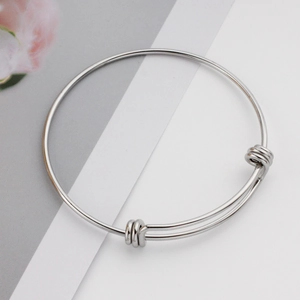Minimalist Stainless Steel Adjustable Bangle For Women Polished Titanium Steel Wire Coil Expandable Bracelet Jewelry Gift