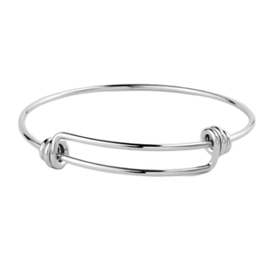 Polished silver stainless steel expandable coil bangle with an adjustable spring wire design