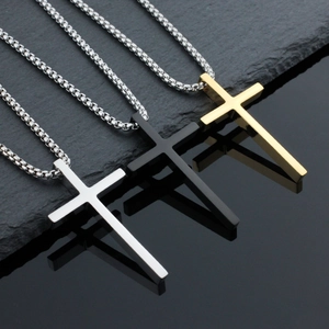 Minimalistische Titanstahl Kreuz Anhänger Halskette Für Herren Damen Poliert Streetstyle Edelstahl Veneziakette Schmuck Geschenk