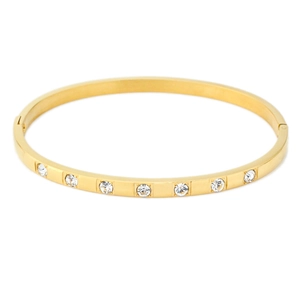 Minimalist 18K gold plated titanium steel bracelet with seven sparkling zircon stones