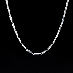 Minimalist Stainless Steel Bamboo Link Necklace For Men Women Hip Hop Punk Geometric Bar Chain Bracelet Jewelry Accessory
