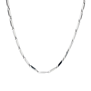 Minimalist stainless steel melon seed chain with rectangular links for men and women