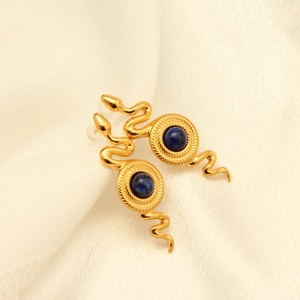 Orecchini a Serpente in Acciaio al Titanio Placcato Oro 18K Vintage per Donna Antica Grecia Esotico Gioielli