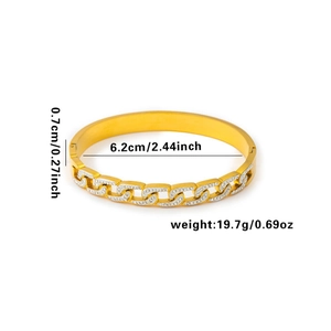 Goldenes Titanstahl-Armband mit Kettendesign und funkelnden eingelegten Diamanten