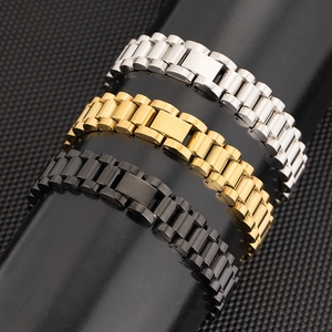 Set di 3 bracciali stile punk in acciaio al titanio color argento, oro e nero da uomo