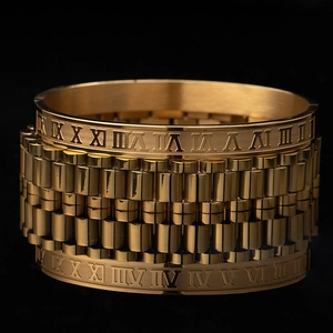Set di Bracciali da Uomo in Acciaio Inossidabile Bracciale Rigido con Numeri Romani Catena a Cinturino di Orologio Hip Hop Punk Gioielli Regalo Uomo Donna