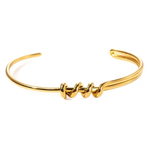 Bracciale rigido minimalista con nodo a spirale placcato oro 18k e design a onde ritorte