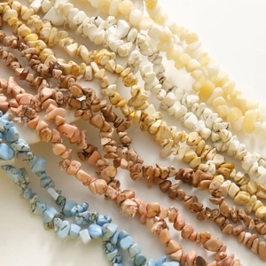 Polished natural irregular stone chip beads in various colors for DIY jewelry making
