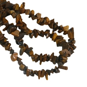 Natural tiger eye stone chip necklace with irregular polished beads in brown and gold tones