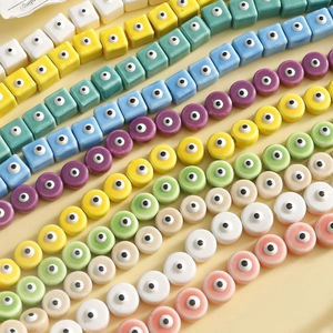 Macro di perline geometriche Evil Eye in vetro colorato in forme quadrate e rotonde DIY