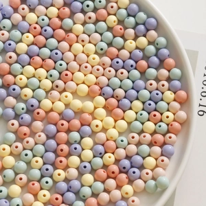Mix of 8mm pastel macaron acrylic round beads with straight holes for DIY crafts