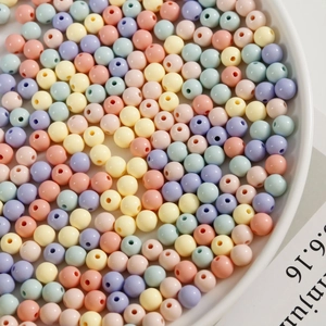 Mix of 8mm pastel macaron acrylic round beads with straight holes for DIY crafts