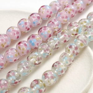 Cuentas de Vidrio Lampwork Hechas a Mano Oriental Dulce Floral Pétalo Redondo Cuentas Sueltas para DIY Joyería Pendientes Pulsera