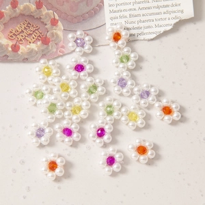 Charmantes fleurs de perles 12mm tissées à la main avec cristaux colorés pour bijoux DIY