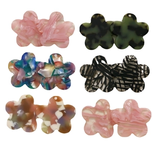 Creative acetate flower jewelry charms in six assorted colors for DIY earring making