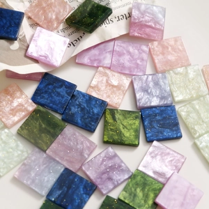 Perles carrées en acrylique marbré avec paillettes dorées pour bijoux et accessoires