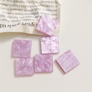 Pièces carrées en résine acrylique violette pailletée pour bijoux DIY et décoration