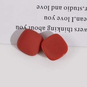Vintage matte red square resin studs with rounded edges for DIY jewelry making