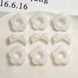 Iridescent matte resin hollow flowers and bows DIY charms for jewelry making