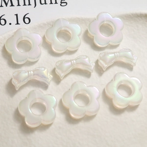 Iridescent matte resin flower and bow DIY craft accessories for jewelry and hairpins