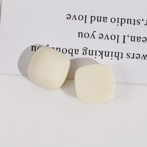 Matte cream resin earrings in a retro square shape for DIY jewelry making