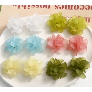 Frosted acrylic flower pendants in six pastel colors for DIY jewelry making and earrings