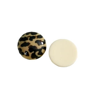 Minimalist round leopard print and cream white resin flatback charms for DIY jewelry making
