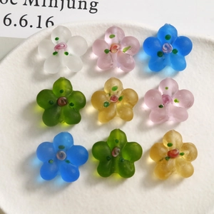 Vintage Matte Flower Glass Beads DIY Frosted Lampwork Floral Charms For Jewelry Making Earrings Hair Accessories Pendants Handmade Craft
