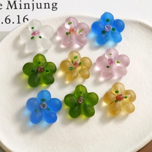 Frosted translucent flower glass beads for DIY jewelry making in multiple colors