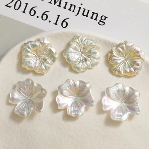 Iridescent petal resin charms for DIY jewelry and crafts in shell pearl finish