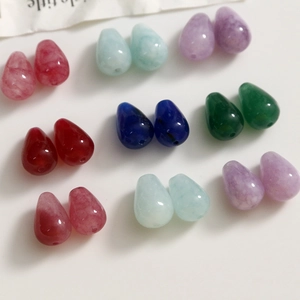 Vibrant ink-wash style teardrop stones with pre-drilled holes for DIY jewelry making