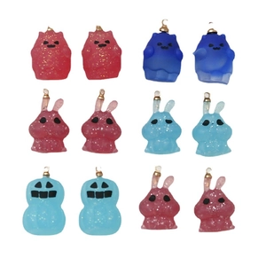 Cute Halloween resin pendants set with glitter jelly rabbits and ghosts for DIY jewelry