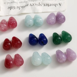 Ink-wash style teardrop natural stone beads for DIY jewelry and accessory making
