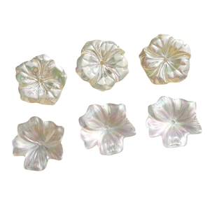 Set of 6 AB color iridescent flower petals beads for DIY jewelry and crafts making