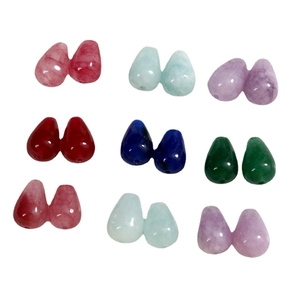 Polished teardrop-shaped natural stone beads in assorted ink-dyed colors for DIY jewelry