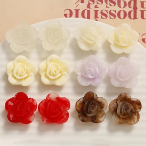 3D Rose Flower Resin DIY Accessories Matte Gradient Painted Floral Charms For Earring Hair Clip Phone Case Decoration