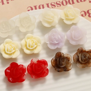 DIY 3D matte resin rose charms for jewelry making in various gradient colors