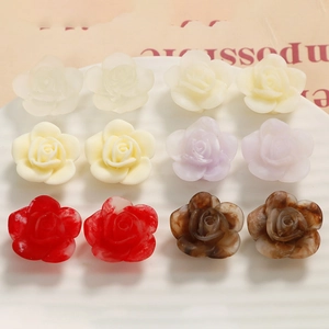 Matte resin rose flower charms for DIY jewelry making in assorted gradient colors