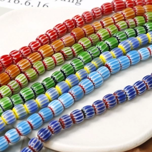 Perle millefiori a zucca colorate 9x7mm per gioielli fai da te e accessori fatti a mano