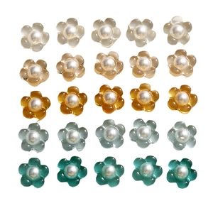 Perles de fleurs en résine colorées avec perle factice pour bijoux DIY et coques de téléphone